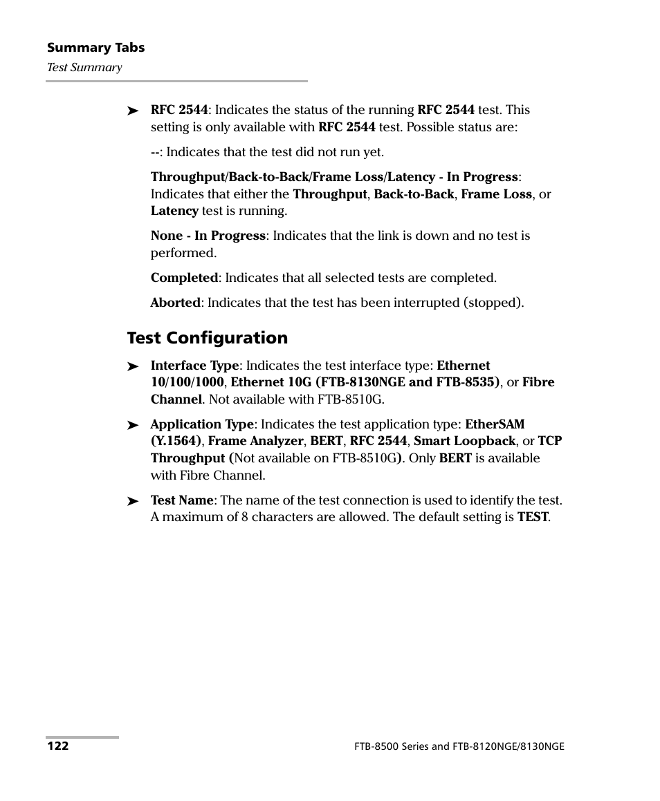 Test configuration | EXFO FTB-8500 Series for FTB-500 User Manual | Page 136 / 544