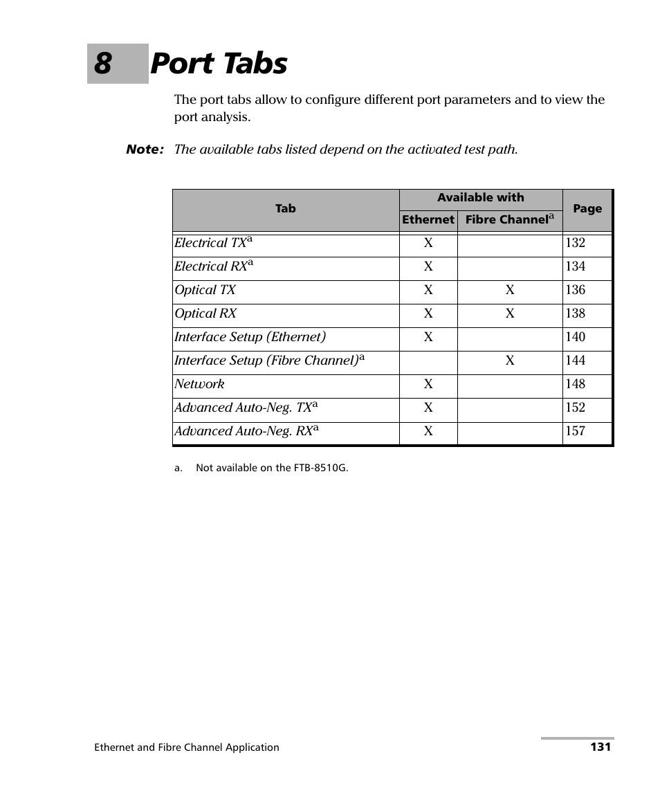 8 port tabs, 8port tabs | EXFO FTB-8500 Series for FTB-500 User Manual | Page 145 / 544