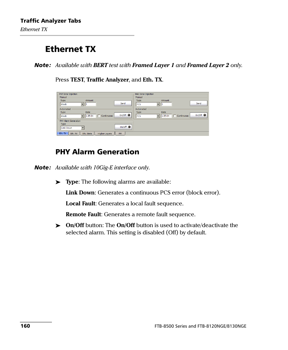 Ethernet tx, Phy alarm generation | EXFO FTB-8500 Series for FTB-500 User Manual | Page 174 / 544