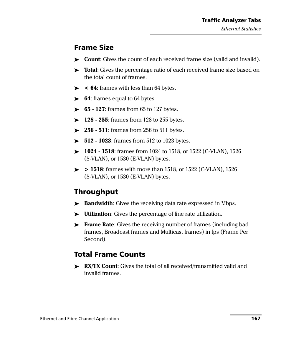 Frame size, Throughput, Total frame counts | EXFO FTB-8500 Series for FTB-500 User Manual | Page 181 / 544