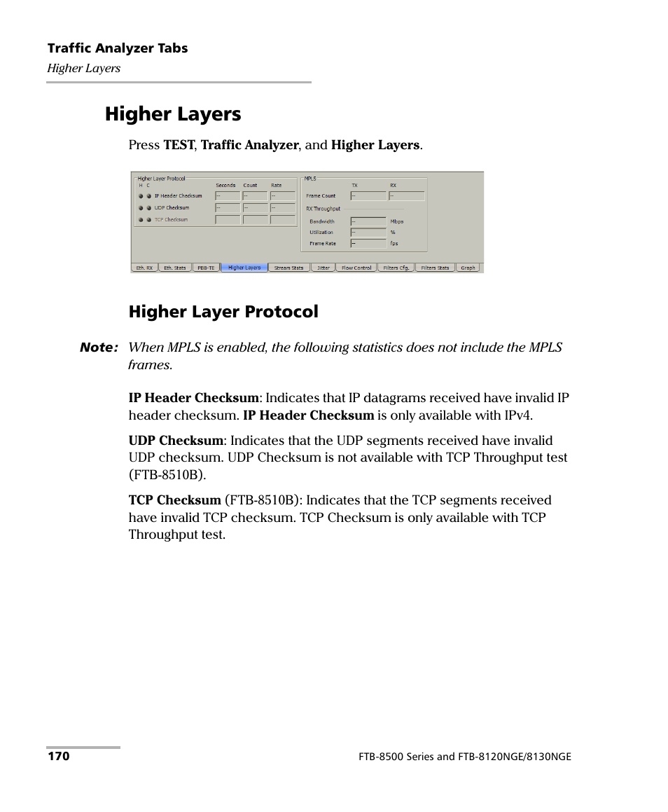 Higher layers, Higher layer protocol | EXFO FTB-8500 Series for FTB-500 User Manual | Page 184 / 544