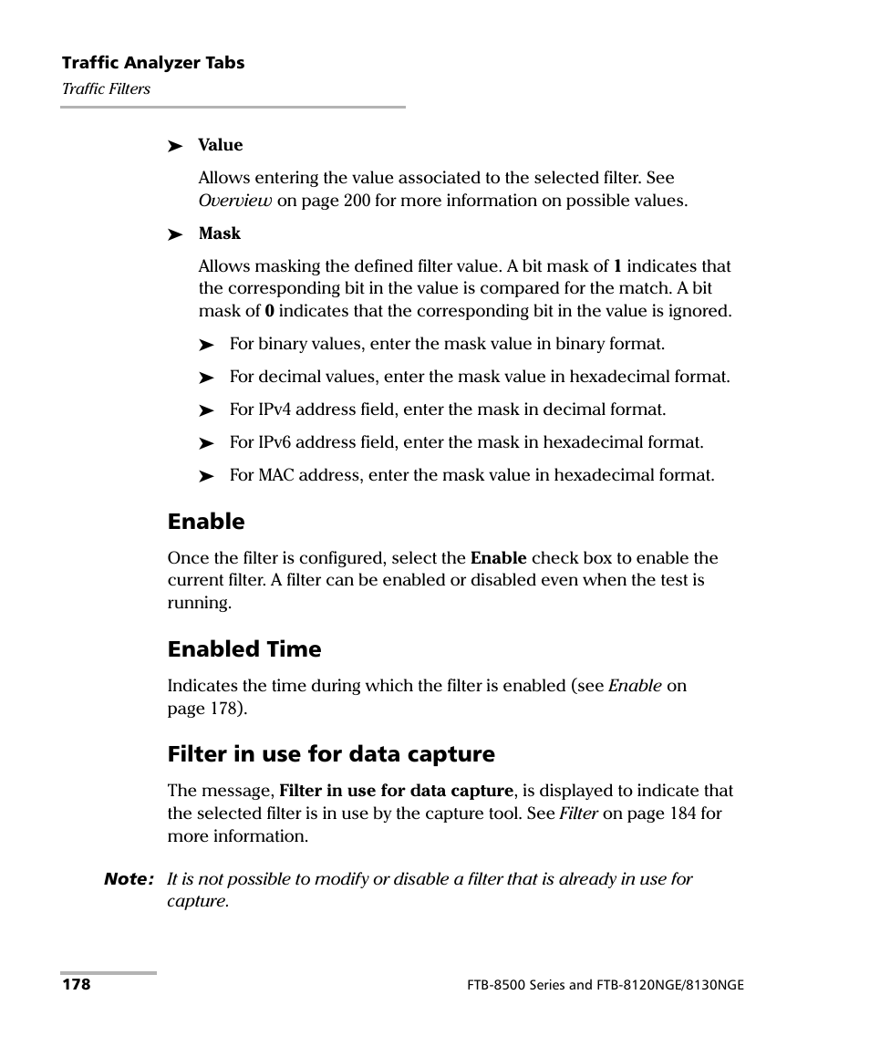 Enable, Enabled time, Filter in use for data capture | EXFO FTB-8500 Series for FTB-500 User Manual | Page 192 / 544