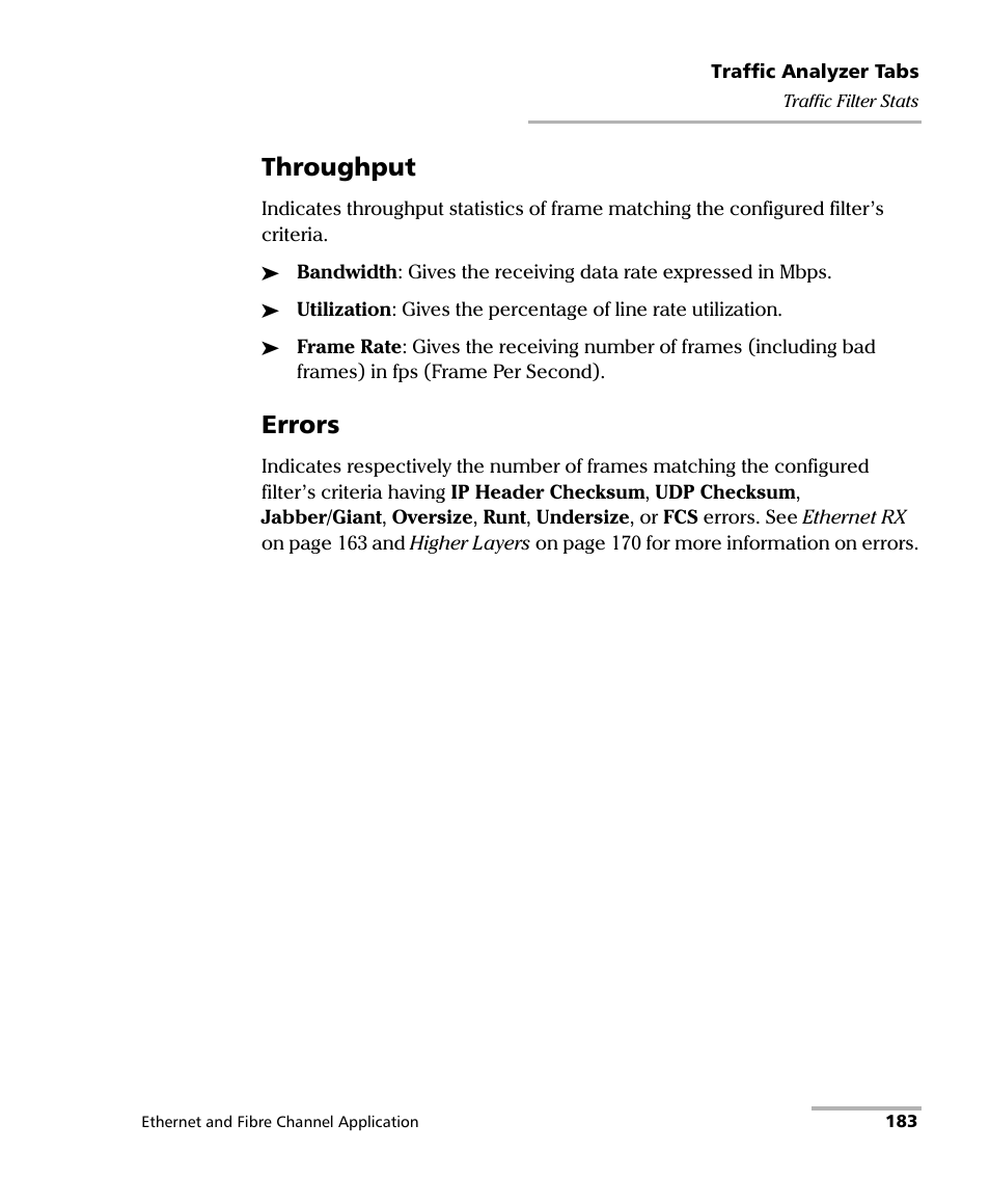 Throughput, Errors | EXFO FTB-8500 Series for FTB-500 User Manual | Page 197 / 544