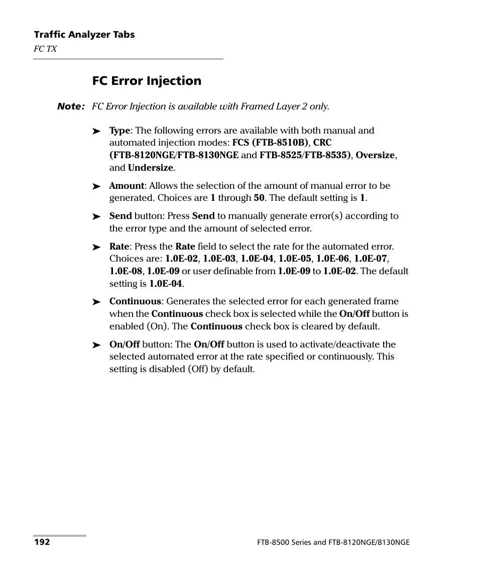 Fc error injection | EXFO FTB-8500 Series for FTB-500 User Manual | Page 206 / 544