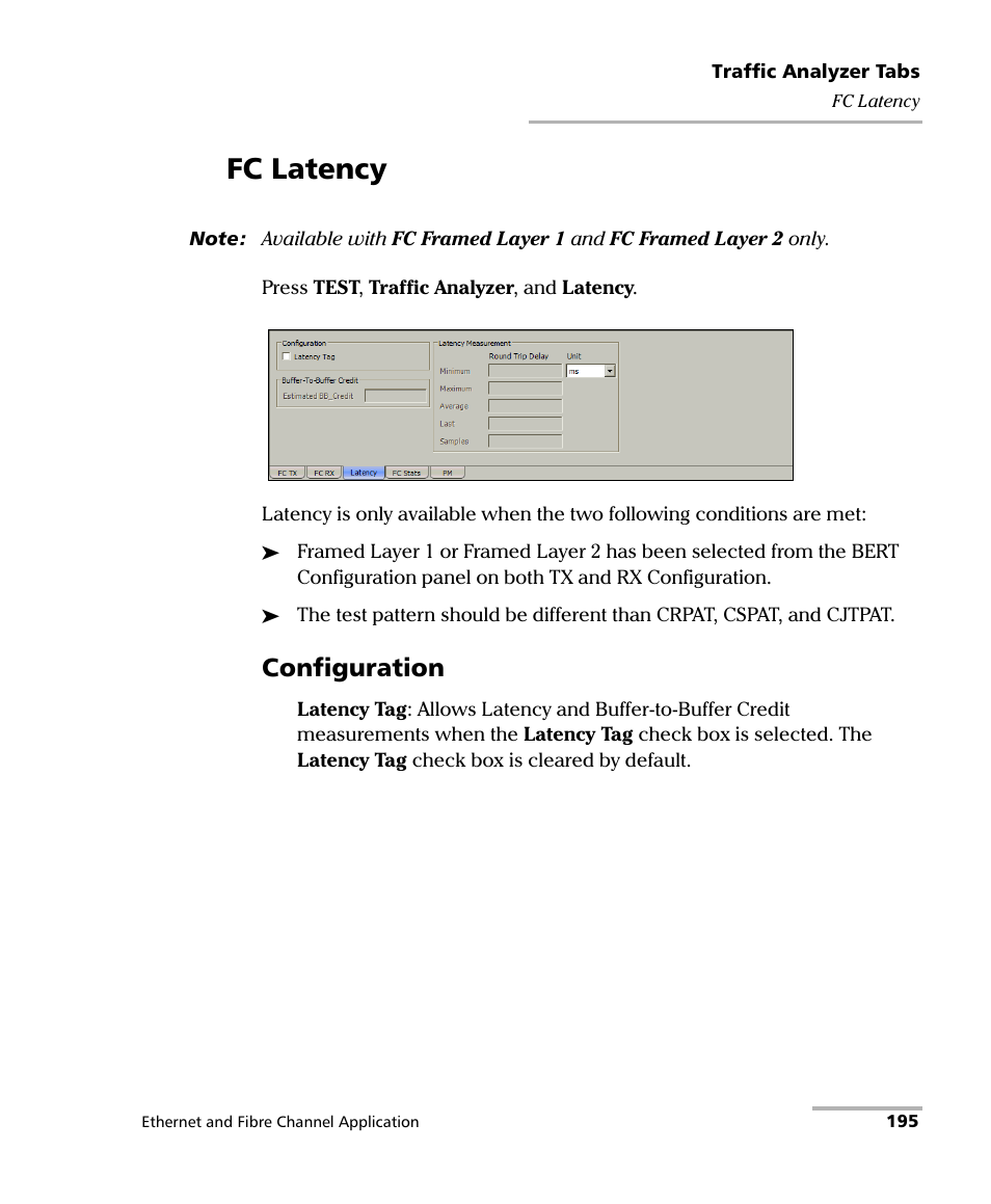 Fc latency, Configuration | EXFO FTB-8500 Series for FTB-500 User Manual | Page 209 / 544