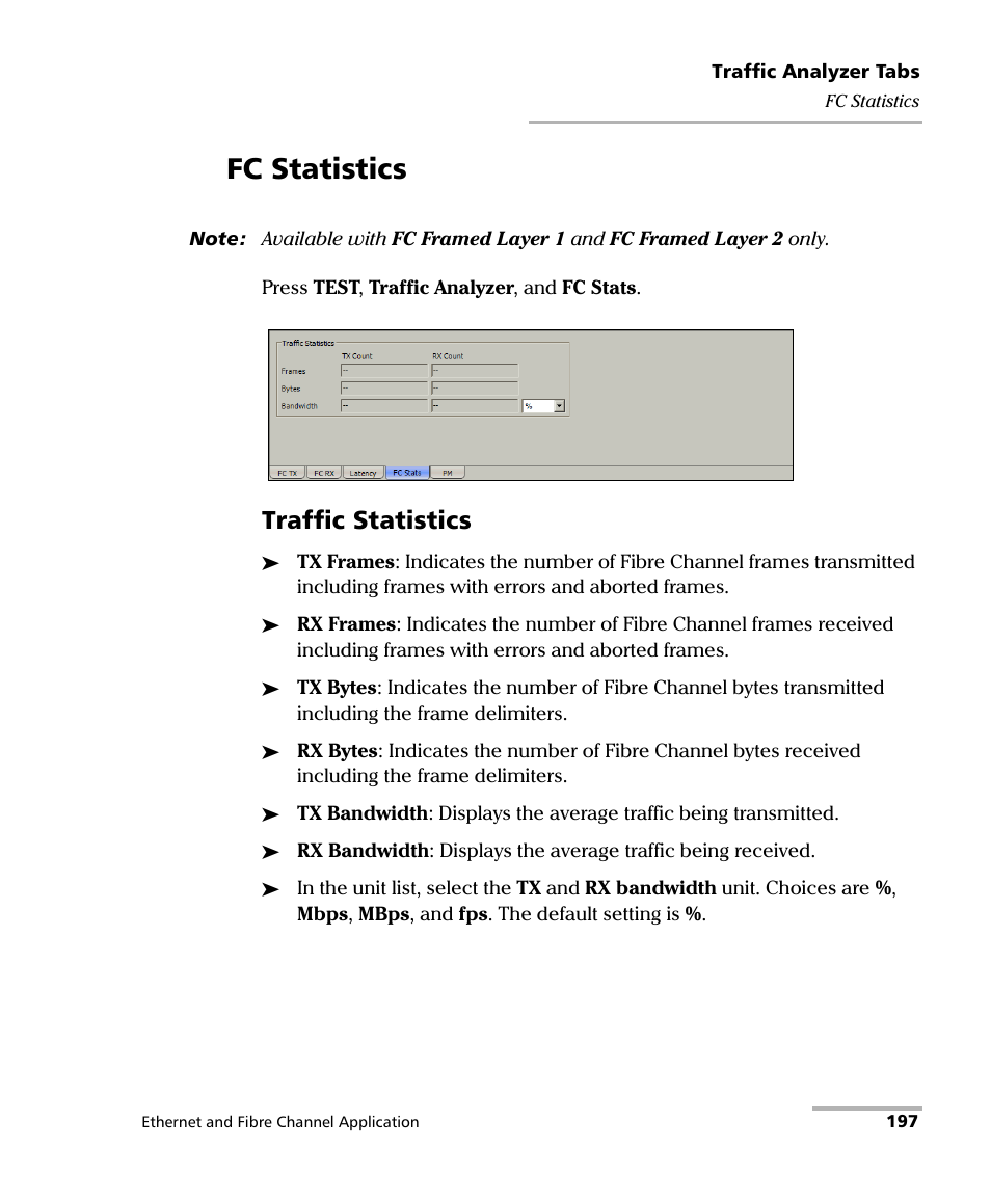 Fc statistics, Traffic statistics | EXFO FTB-8500 Series for FTB-500 User Manual | Page 211 / 544