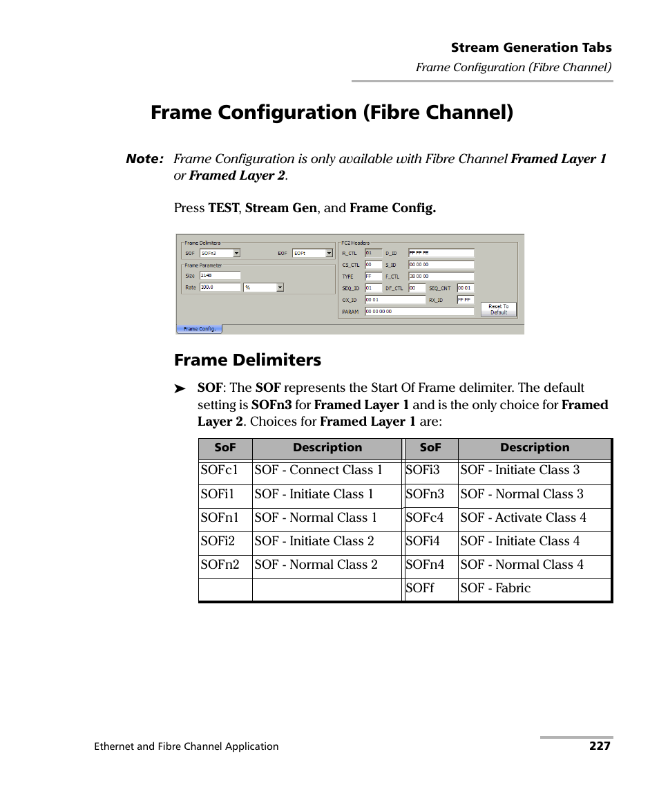 Frame configuration (fibre channel), Frame delimiters | EXFO FTB-8500 Series for FTB-500 User Manual | Page 241 / 544