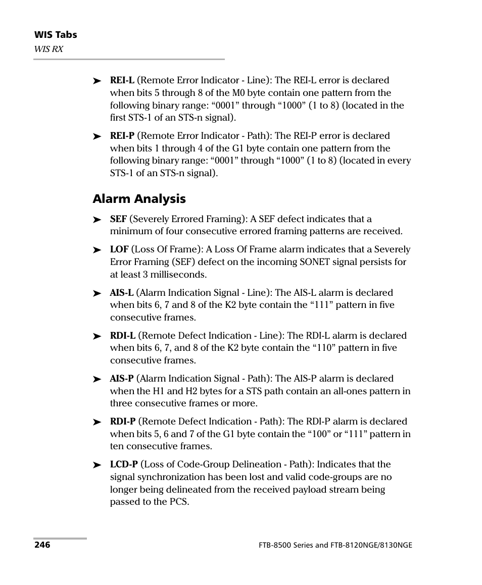 Alarm analysis | EXFO FTB-8500 Series for FTB-500 User Manual | Page 260 / 544