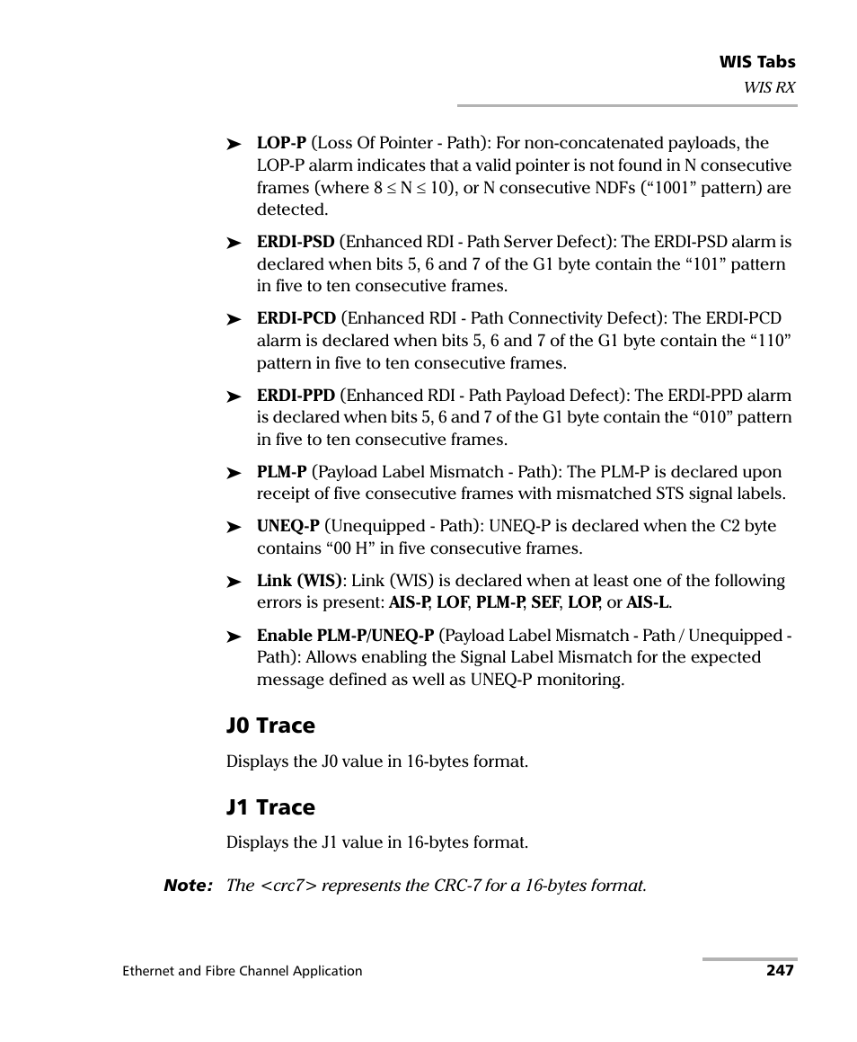 J0 trace, J1 trace | EXFO FTB-8500 Series for FTB-500 User Manual | Page 261 / 544