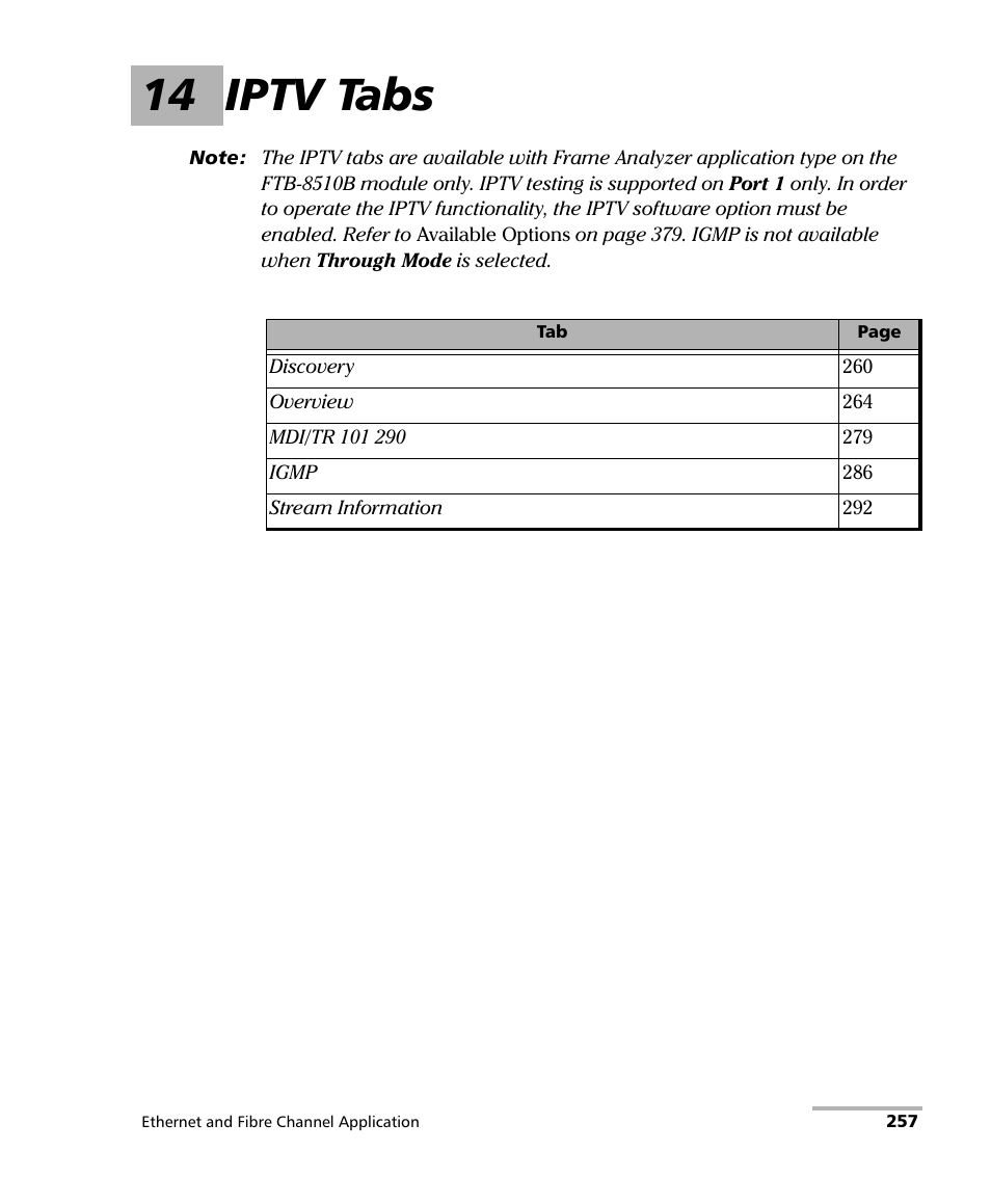 14 iptv tabs | EXFO FTB-8500 Series for FTB-500 User Manual | Page 271 / 544