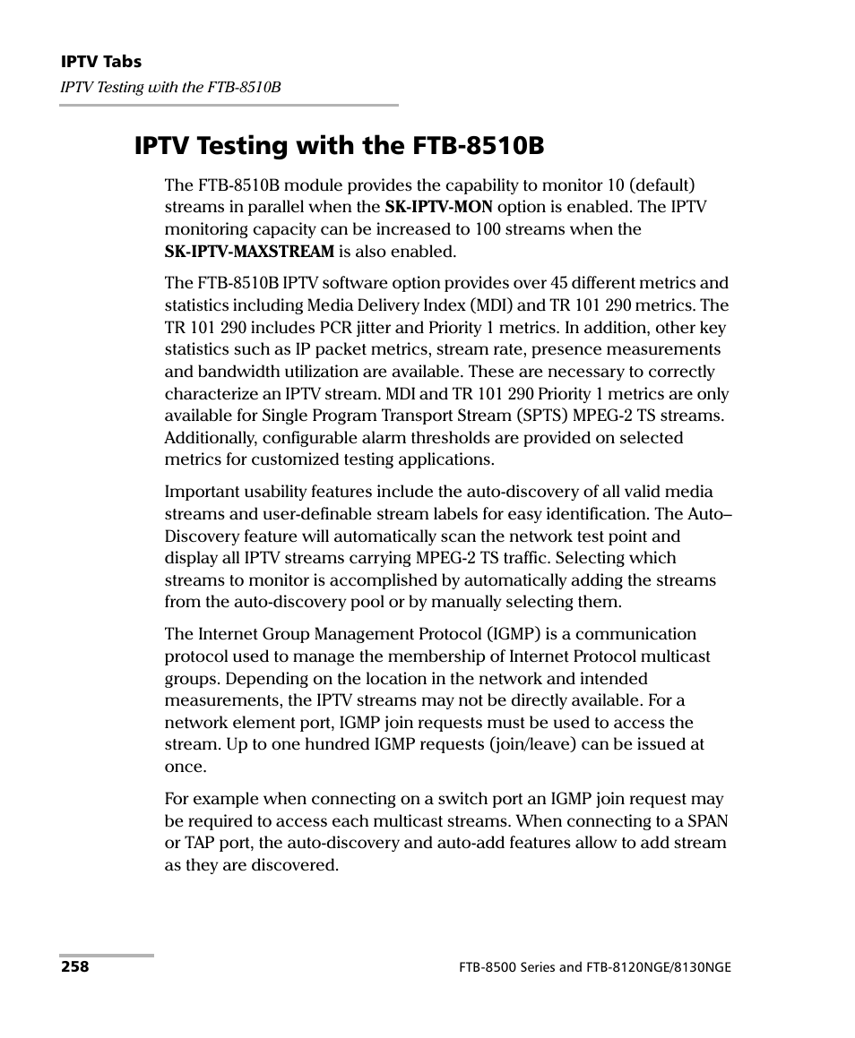 Iptv testing with the ftb-8510b | EXFO FTB-8500 Series for FTB-500 User Manual | Page 272 / 544