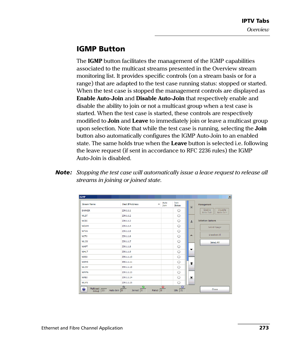 Igmp button | EXFO FTB-8500 Series for FTB-500 User Manual | Page 287 / 544