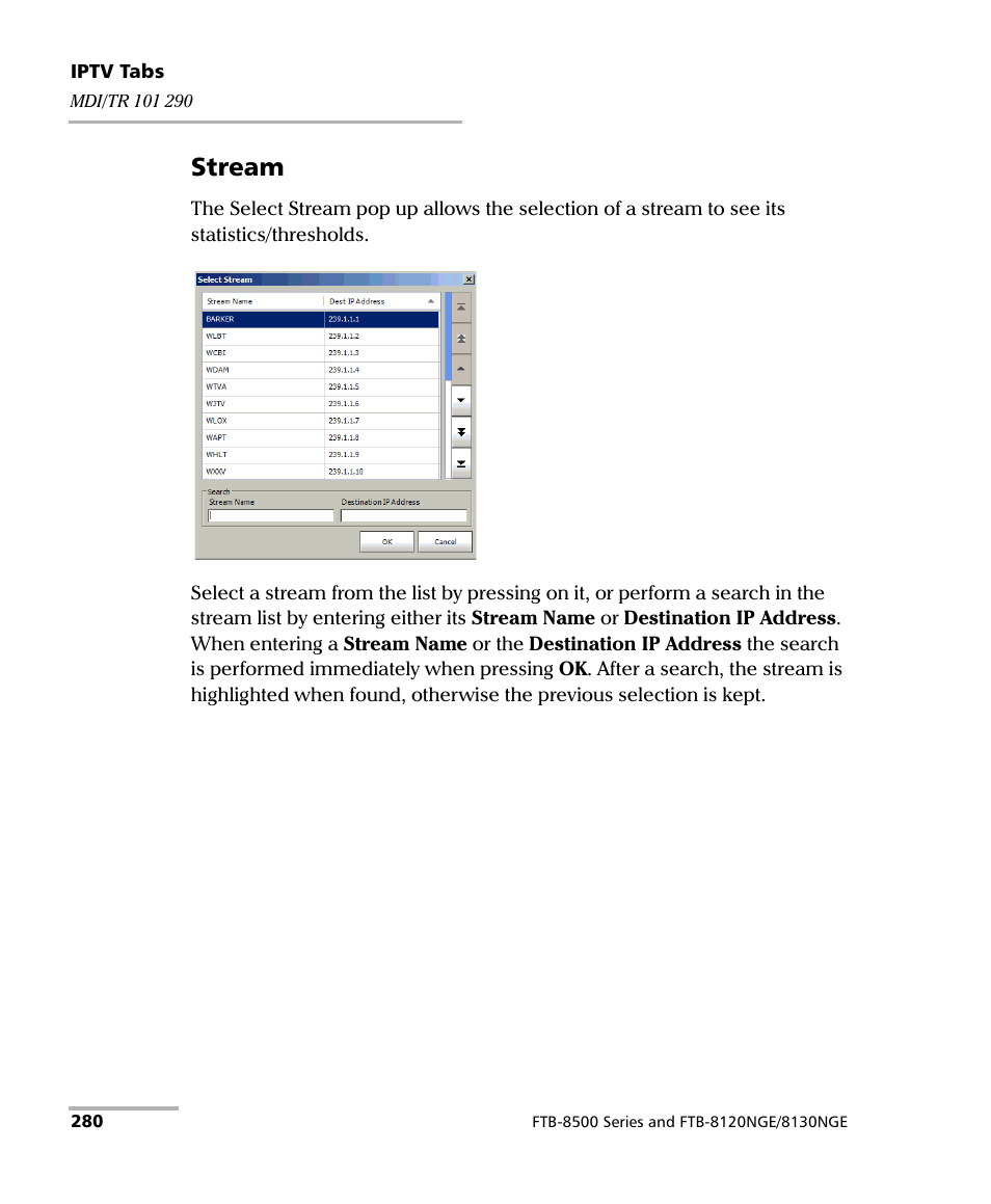 Stream | EXFO FTB-8500 Series for FTB-500 User Manual | Page 294 / 544