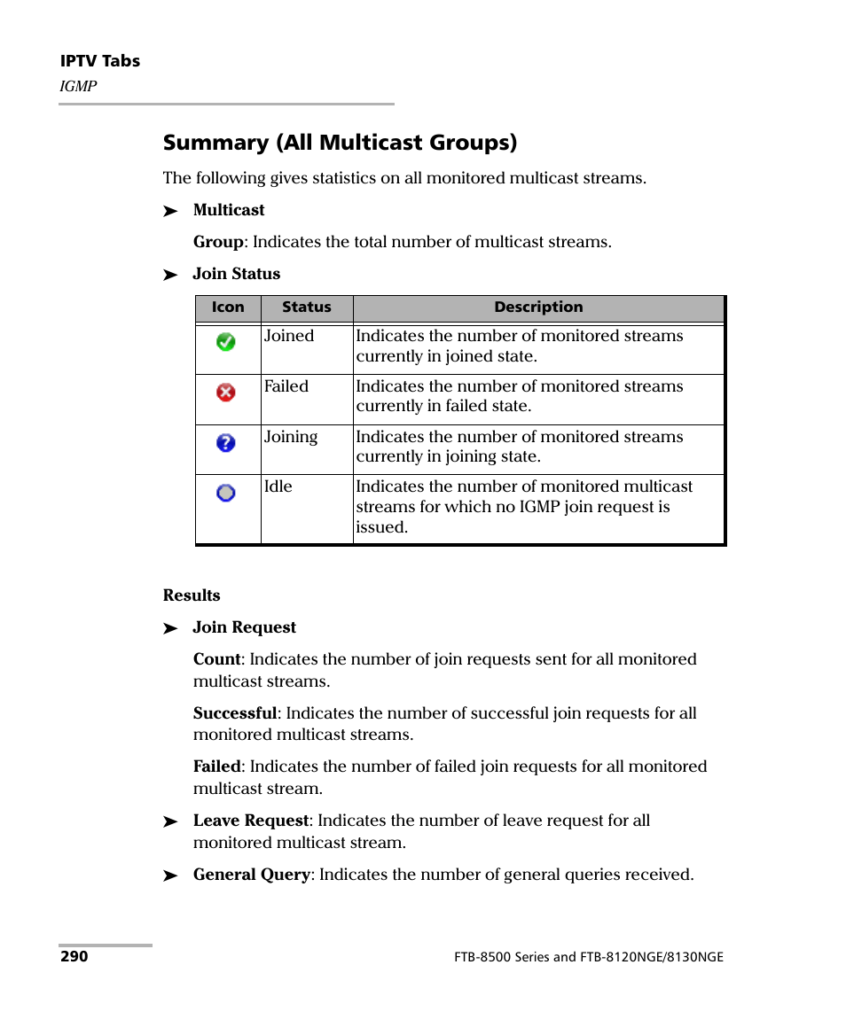 Summary (all multicast groups) | EXFO FTB-8500 Series for FTB-500 User Manual | Page 304 / 544