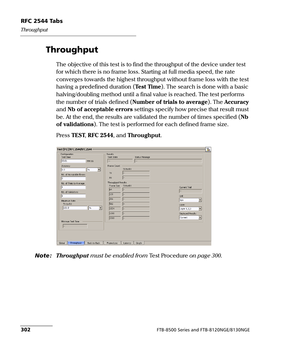 Throughput | EXFO FTB-8500 Series for FTB-500 User Manual | Page 316 / 544