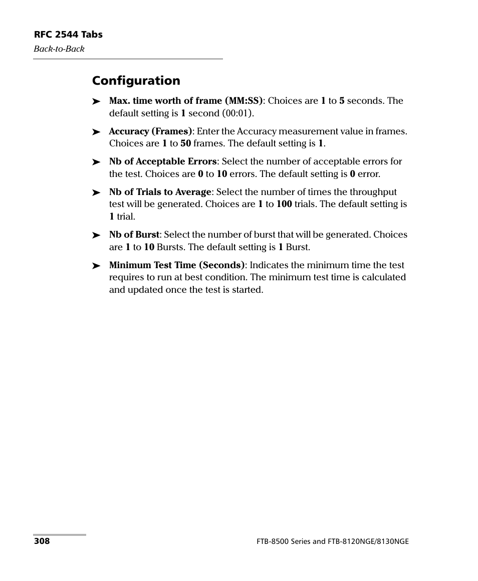 Configuration | EXFO FTB-8500 Series for FTB-500 User Manual | Page 322 / 544