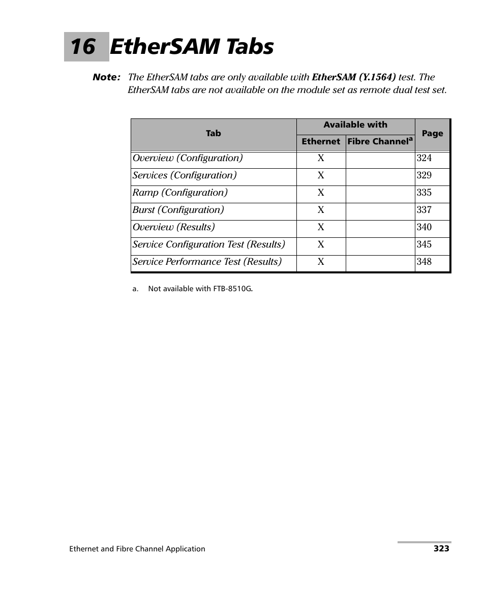 16 ethersam tabs, Ethersam tabs on | EXFO FTB-8500 Series for FTB-500 User Manual | Page 337 / 544