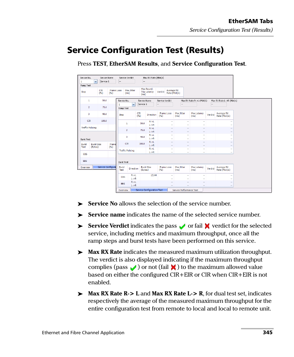 Service configuration test (results) | EXFO FTB-8500 Series for FTB-500 User Manual | Page 359 / 544