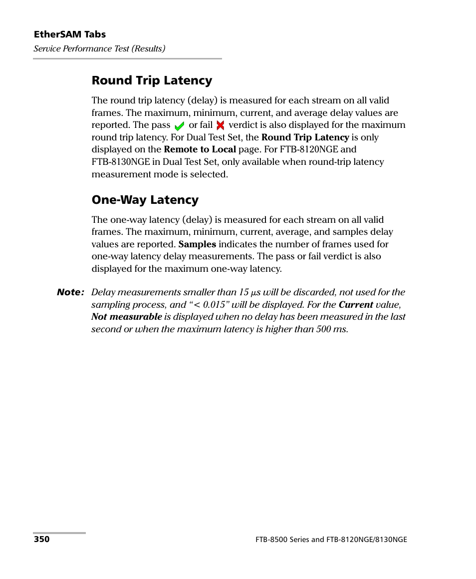 Round trip latency, One-way latency | EXFO FTB-8500 Series for FTB-500 User Manual | Page 364 / 544