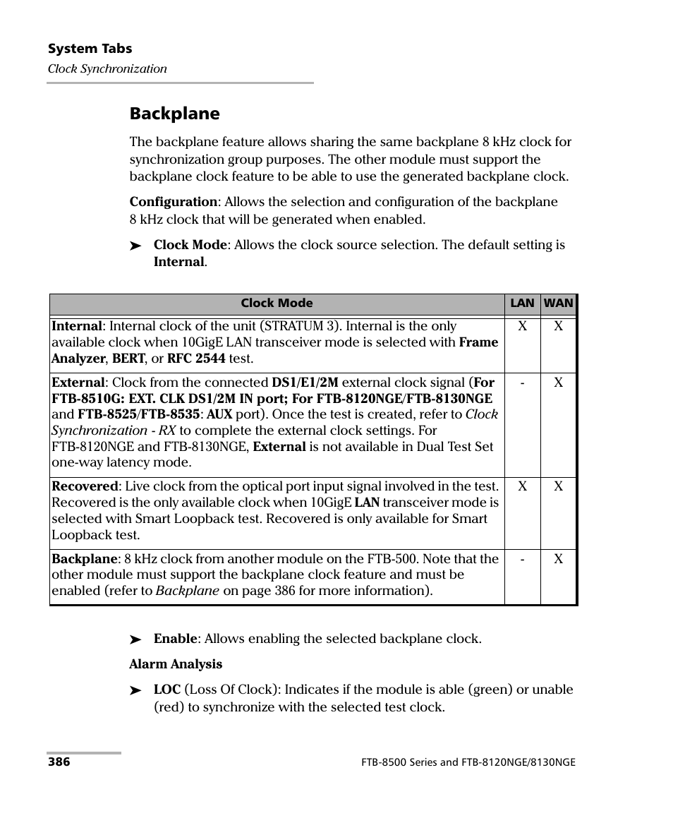 Backplane | EXFO FTB-8500 Series for FTB-500 User Manual | Page 400 / 544