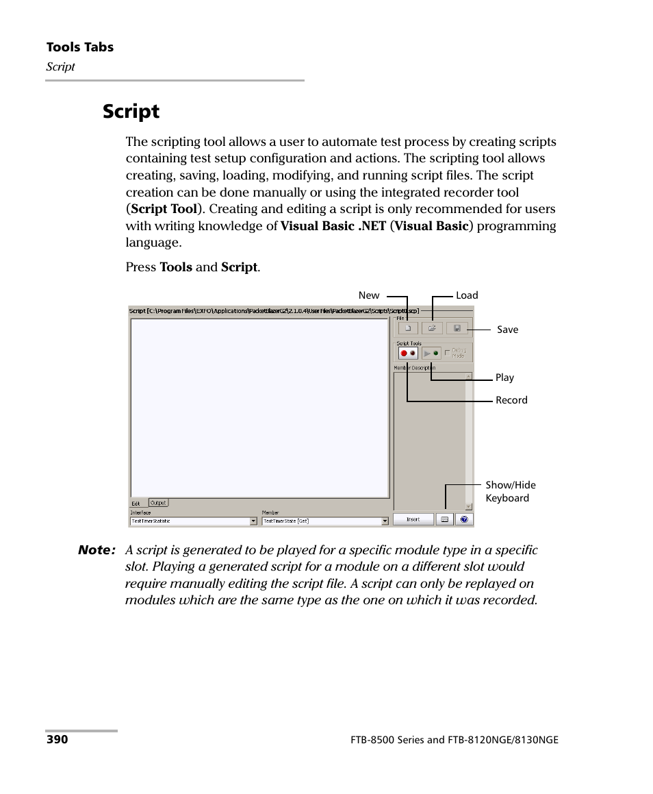 Script | EXFO FTB-8500 Series for FTB-500 User Manual | Page 404 / 544