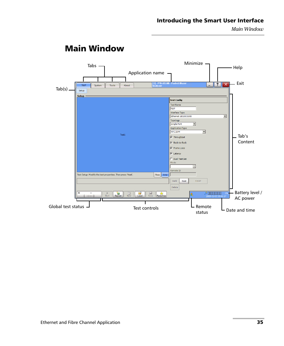 Main window | EXFO FTB-8500 Series for FTB-500 User Manual | Page 49 / 544