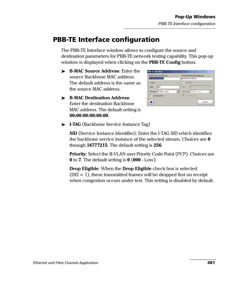 Pbb-te interface configuration | EXFO FTB-8500 Series for FTB-500 User Manual | Page 495 / 544