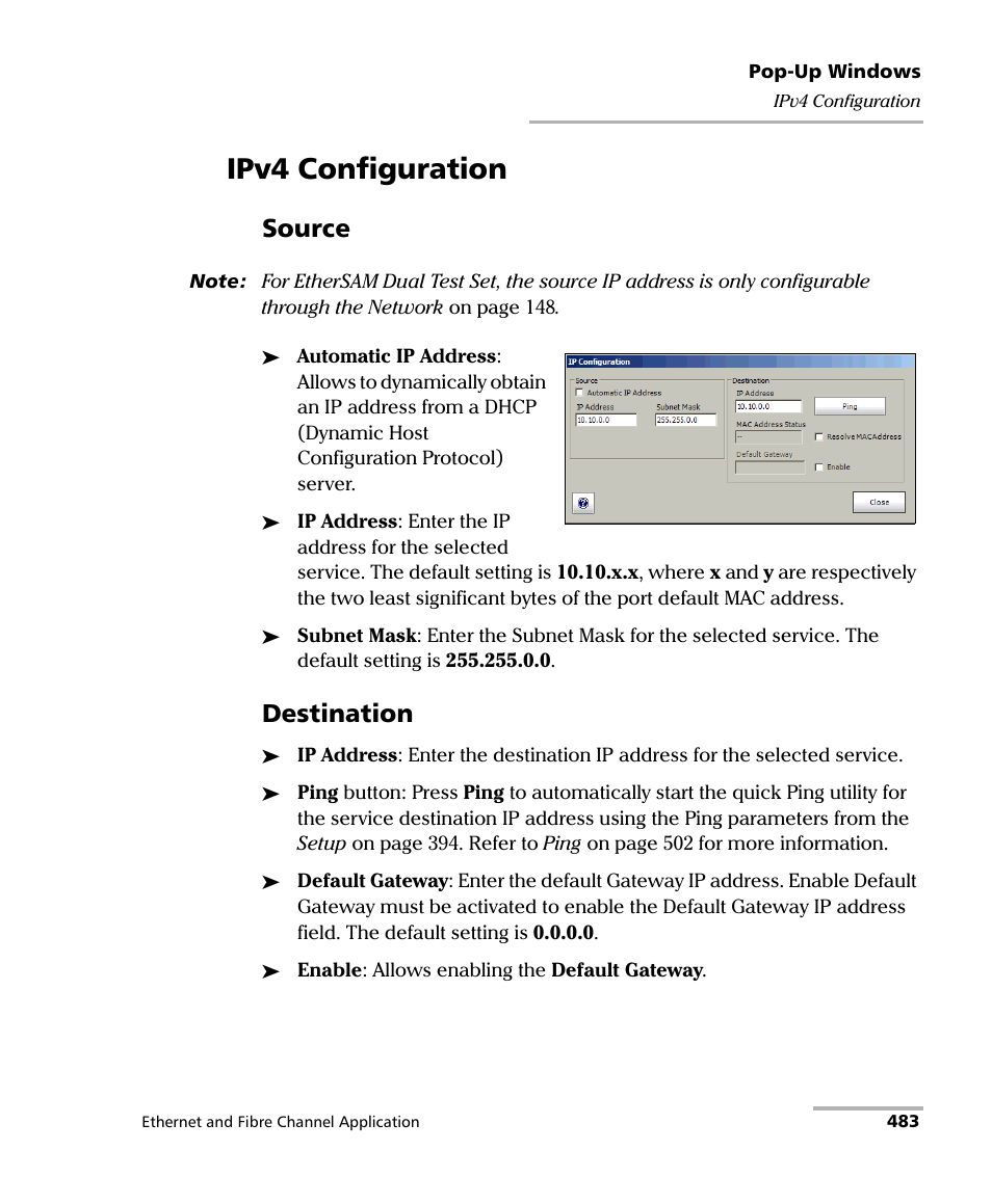 Ipv4 configuration, Source, Destination | EXFO FTB-8500 Series for FTB-500 User Manual | Page 497 / 544