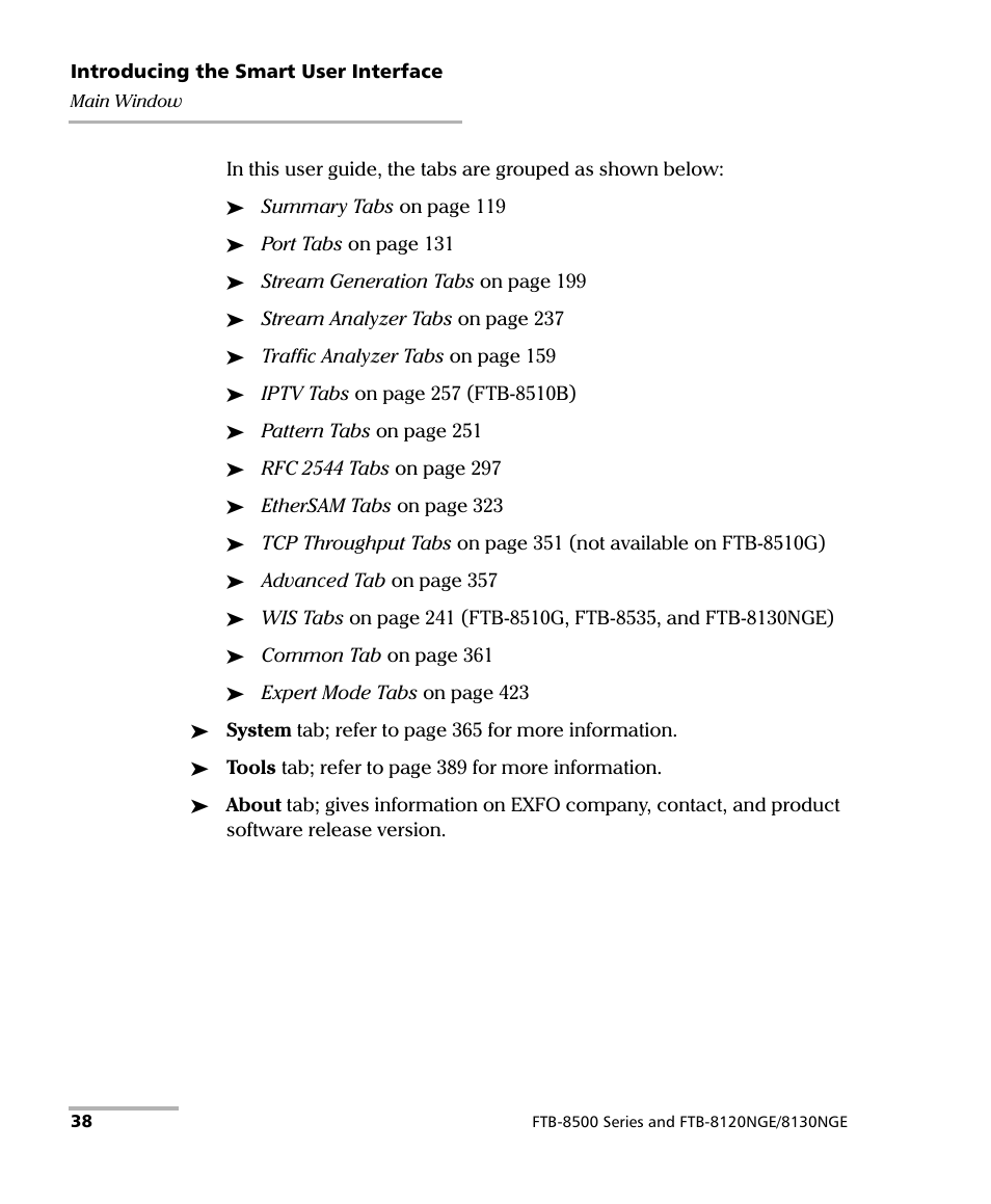 EXFO FTB-8500 Series for FTB-500 User Manual | Page 52 / 544