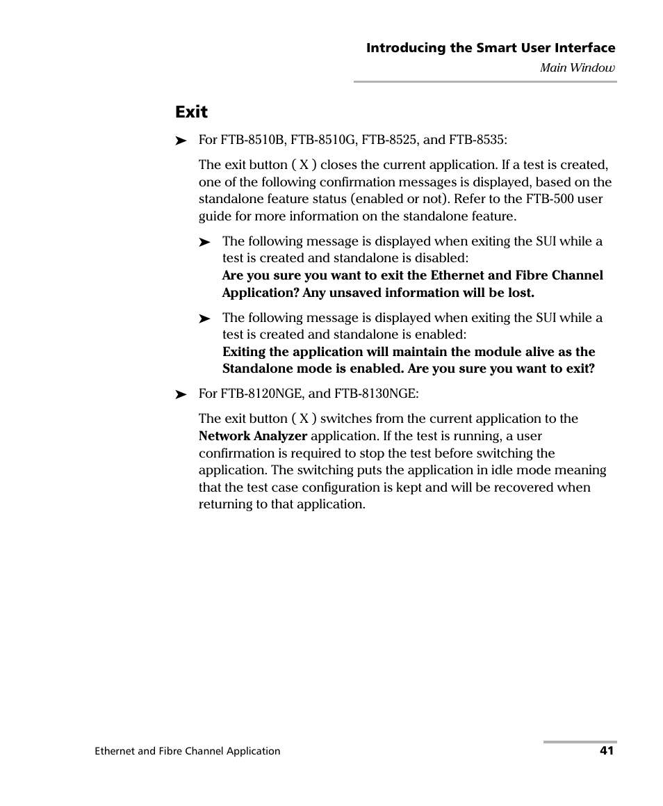 Exit | EXFO FTB-8500 Series for FTB-500 User Manual | Page 55 / 544