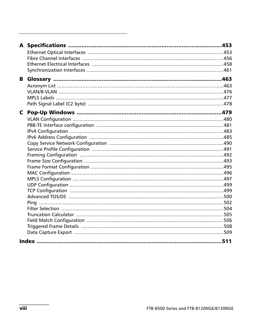 EXFO FTB-8500 Series for FTB-500 User Manual | Page 8 / 544