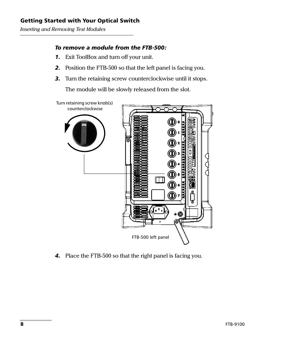 EXFO FTB-9100 for FTB-500 Optical Switch User Manual | Page 14 / 72