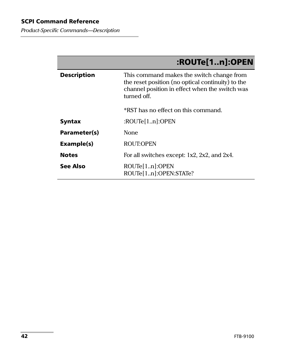 Route[1..n]:open | EXFO FTB-9100 for FTB-500 Optical Switch User Manual | Page 48 / 72