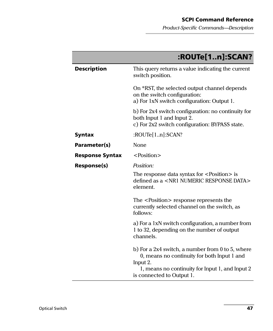 Route[1..n]:scan | EXFO FTB-9100 for FTB-500 Optical Switch User Manual | Page 53 / 72