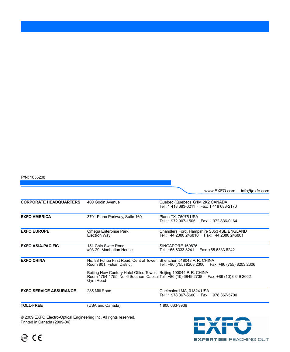 EXFO FTB-9100 for FTB-500 Optical Switch User Manual | Page 72 / 72