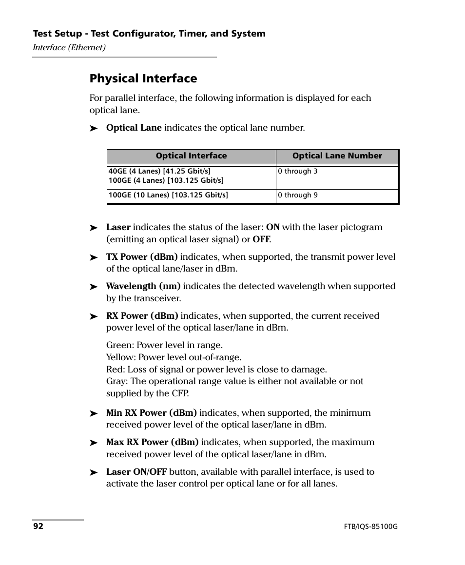 Physical interface | EXFO FTB/IQS-85100G Packet Blazer for FTB-500/IQS-600 User Manual | Page 102 / 448