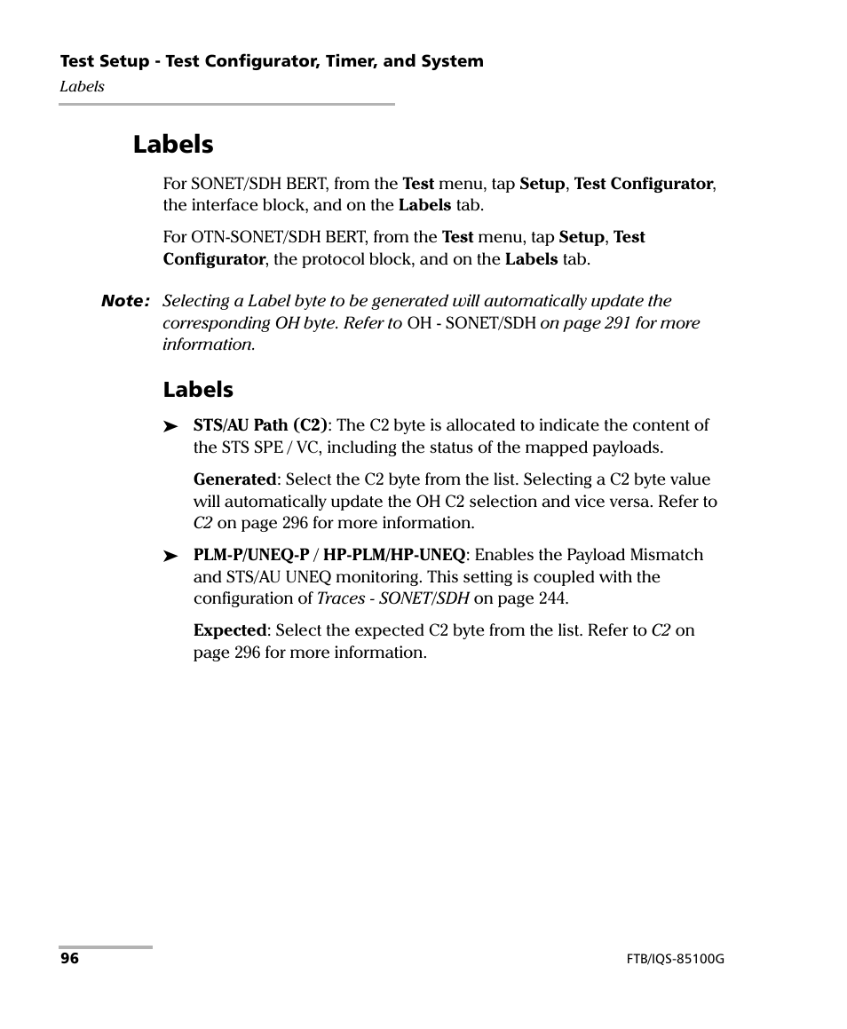 Labels | EXFO FTB/IQS-85100G Packet Blazer for FTB-500/IQS-600 User Manual | Page 106 / 448