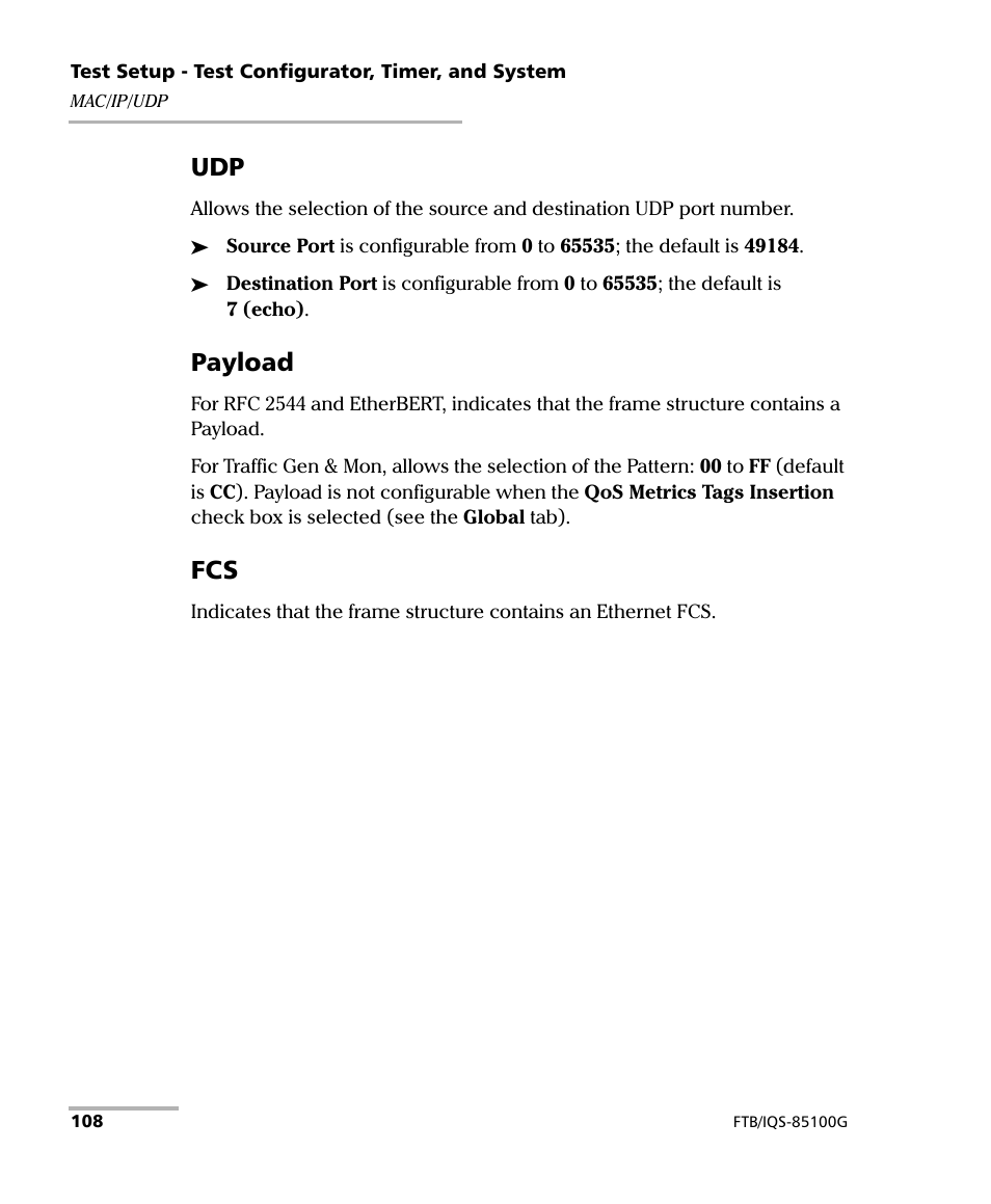 Payload | EXFO FTB/IQS-85100G Packet Blazer for FTB-500/IQS-600 User Manual | Page 118 / 448