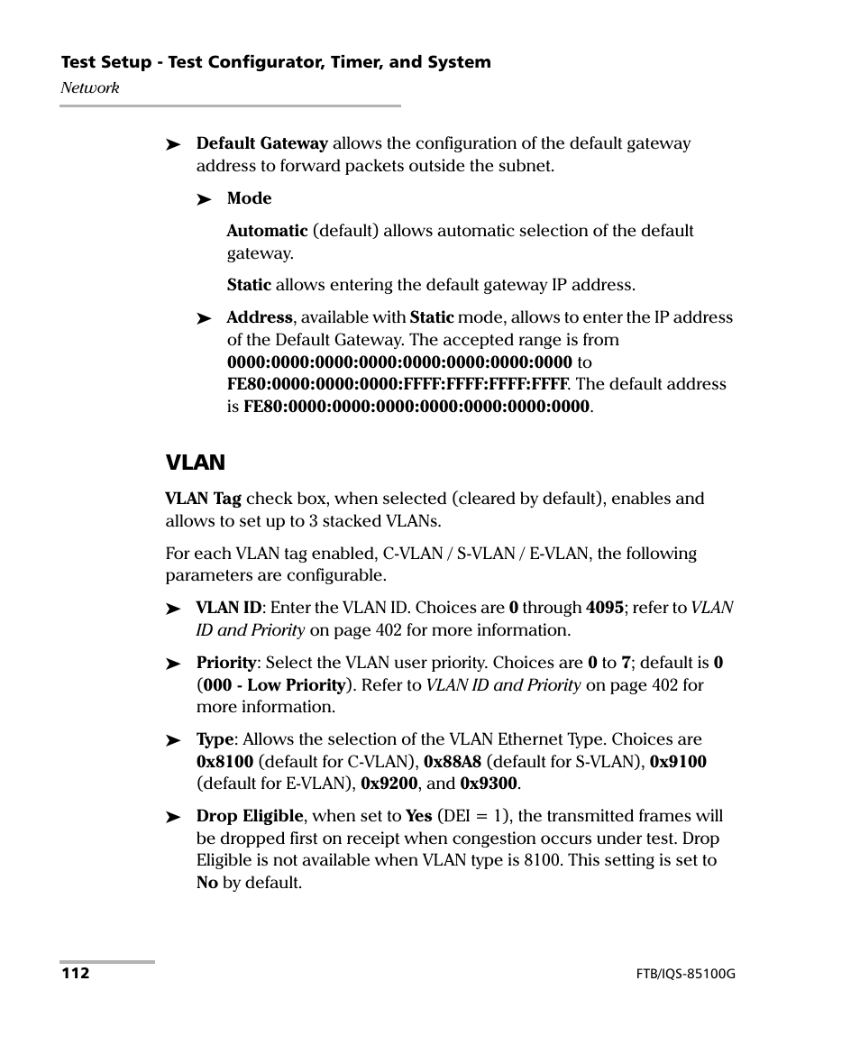 Vlan | EXFO FTB/IQS-85100G Packet Blazer for FTB-500/IQS-600 User Manual | Page 122 / 448