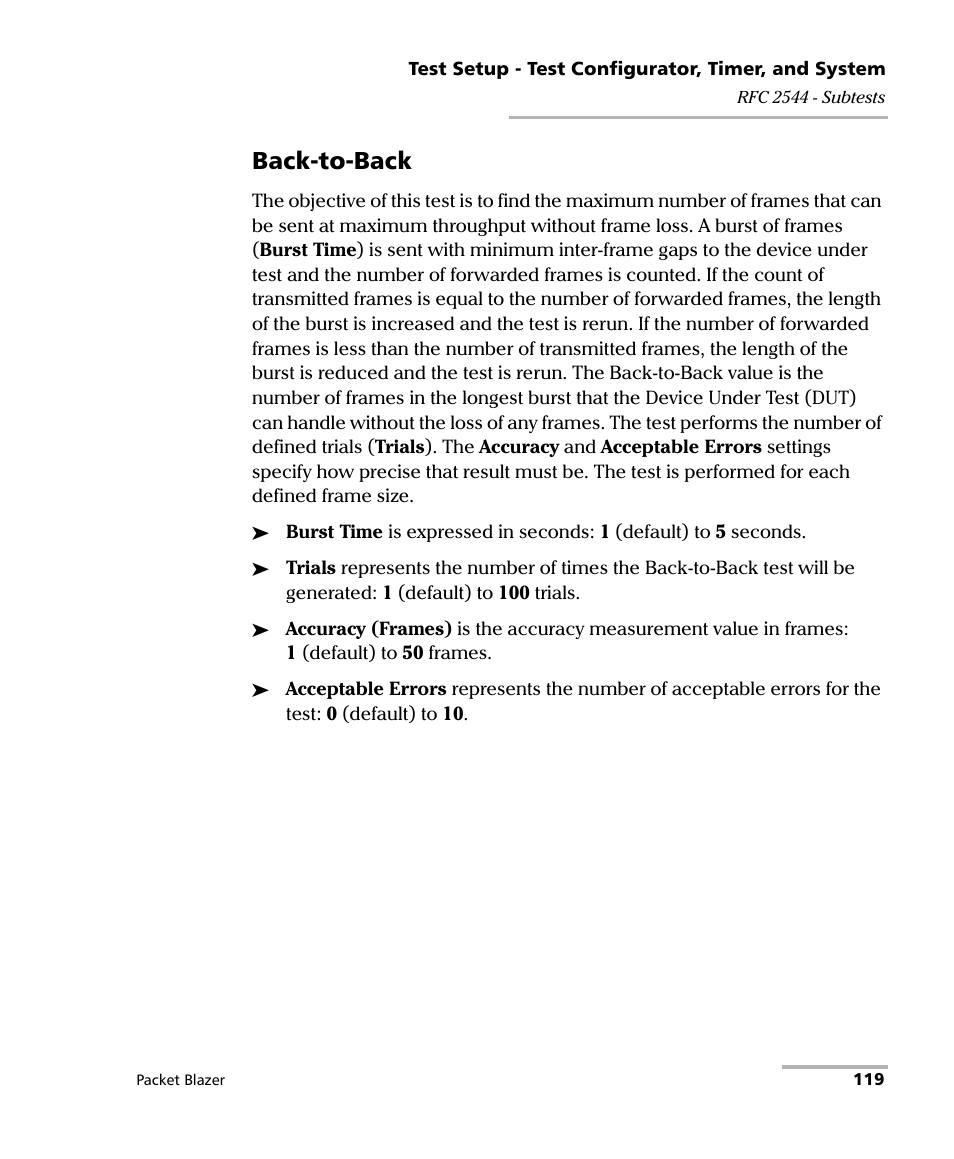 Back-to-back | EXFO FTB/IQS-85100G Packet Blazer for FTB-500/IQS-600 User Manual | Page 129 / 448