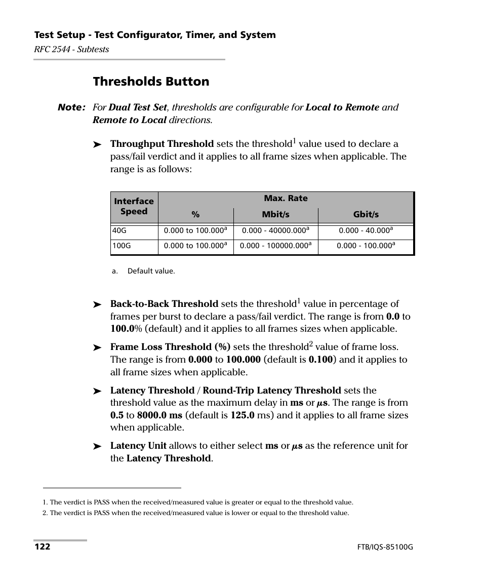 Thresholds button | EXFO FTB/IQS-85100G Packet Blazer for FTB-500/IQS-600 User Manual | Page 132 / 448