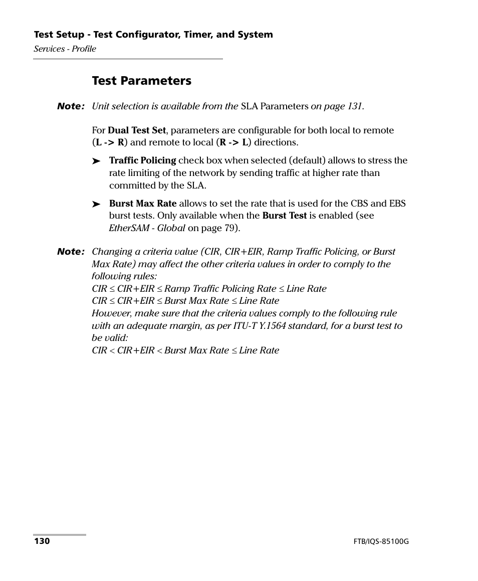 Test parameters | EXFO FTB/IQS-85100G Packet Blazer for FTB-500/IQS-600 User Manual | Page 140 / 448