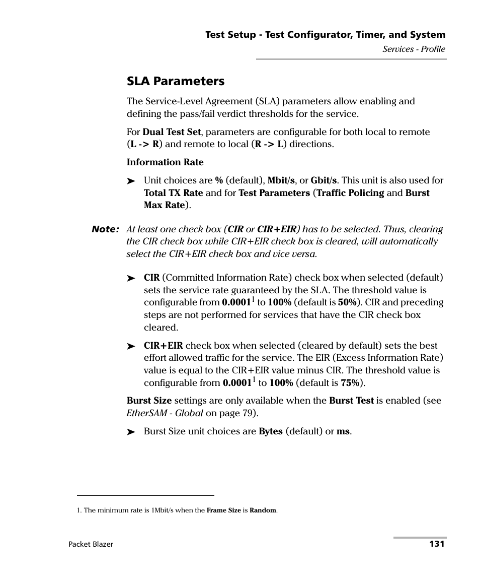 Sla parameters | EXFO FTB/IQS-85100G Packet Blazer for FTB-500/IQS-600 User Manual | Page 141 / 448