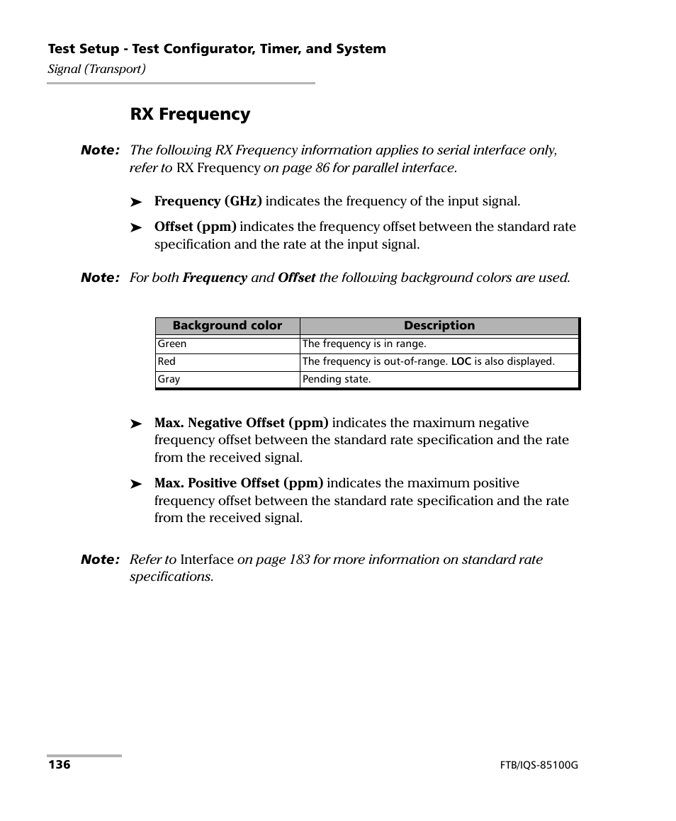 Rx frequency | EXFO FTB/IQS-85100G Packet Blazer for FTB-500/IQS-600 User Manual | Page 146 / 448