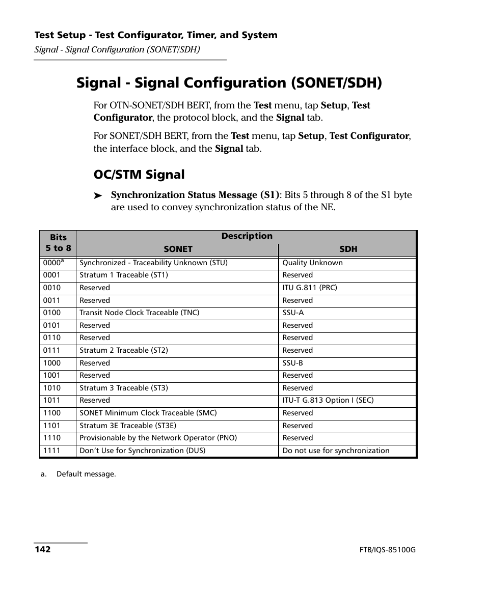 Signal - signal configuration (sonet/sdh), Oc/stm signal | EXFO FTB/IQS-85100G Packet Blazer for FTB-500/IQS-600 User Manual | Page 152 / 448