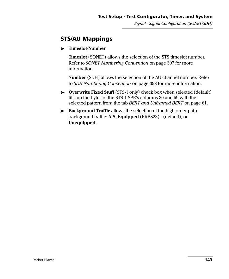 Sts/au mappings | EXFO FTB/IQS-85100G Packet Blazer for FTB-500/IQS-600 User Manual | Page 153 / 448