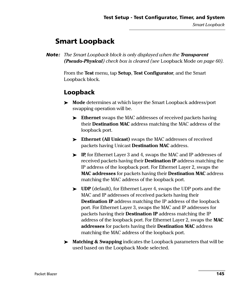 Smart loopback, Loopback | EXFO FTB/IQS-85100G Packet Blazer for FTB-500/IQS-600 User Manual | Page 155 / 448