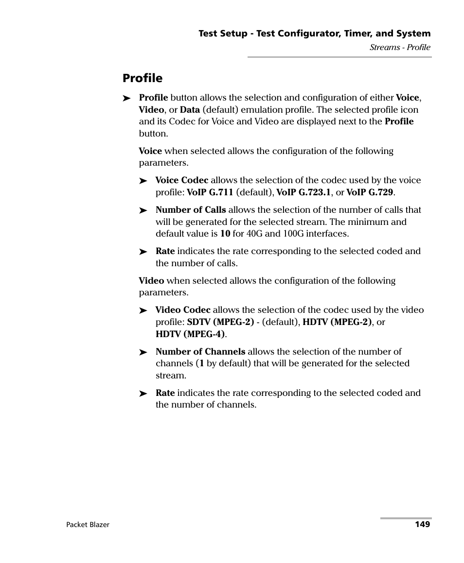 Profile | EXFO FTB/IQS-85100G Packet Blazer for FTB-500/IQS-600 User Manual | Page 159 / 448