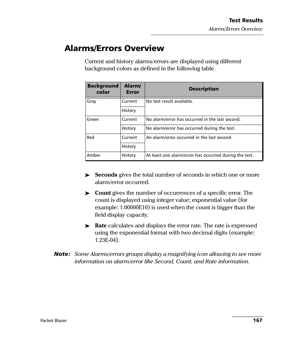 Alarms/errors overview | EXFO FTB/IQS-85100G Packet Blazer for FTB-500/IQS-600 User Manual | Page 177 / 448