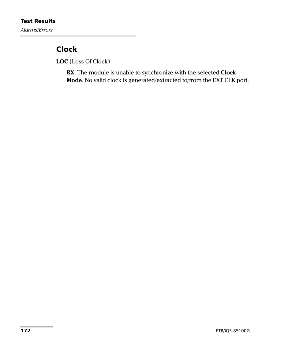 Clock | EXFO FTB/IQS-85100G Packet Blazer for FTB-500/IQS-600 User Manual | Page 182 / 448